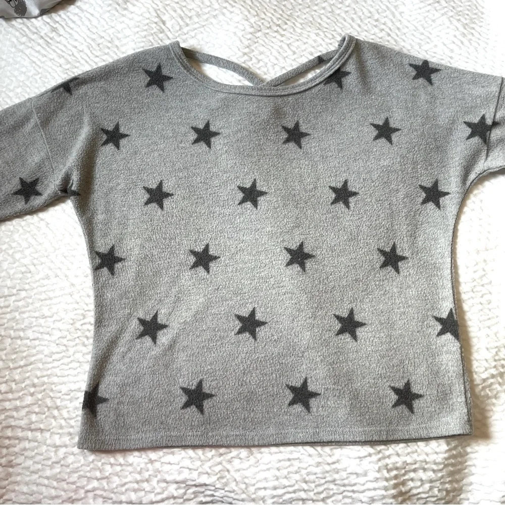 Love Wins Long Sleeve Gray Star Crop Top Size S